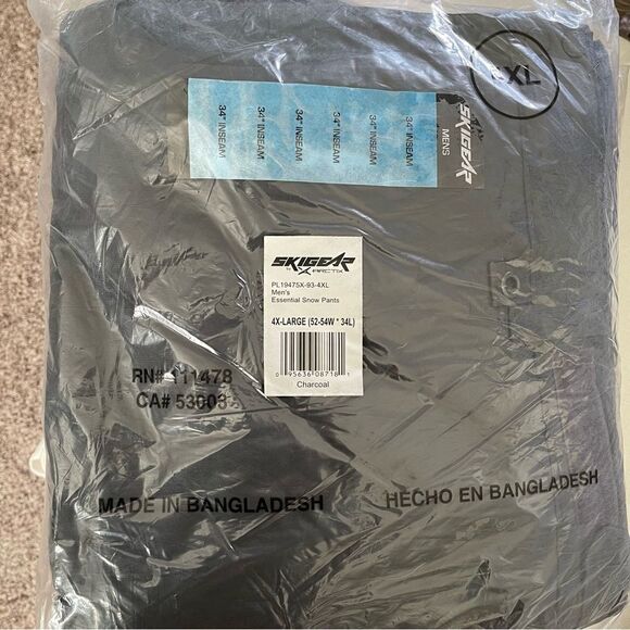SKIGEAR Arctix Men's Essentials Snow Pants in Charcoal Size 52x34 NEW - Picture 3 of 6
